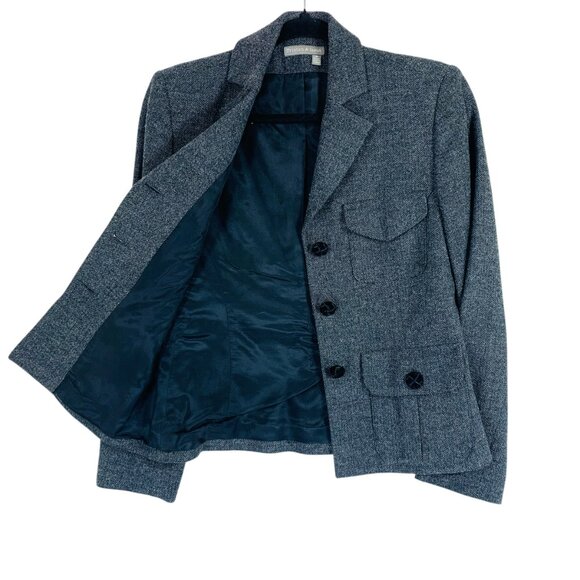 Tristan & Iseut blazer jacket wool blend- rayon grey  tweed size small - Picture 6 of 16